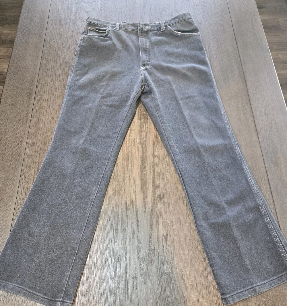 Vintage 70s Sheplers Grey Denim Flare Western Jeans Men 38x36 Made in USA